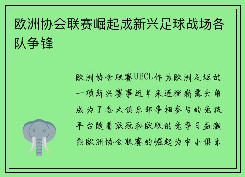欧洲协会联赛崛起成新兴足球战场各队争锋